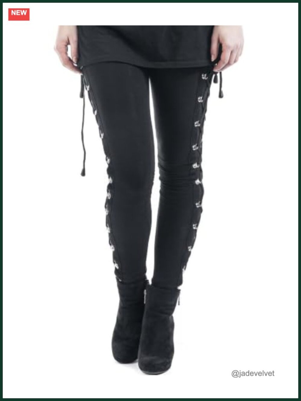 Gothic Lace Up High Rise Skinny Leggings Women's Punk Streetwear